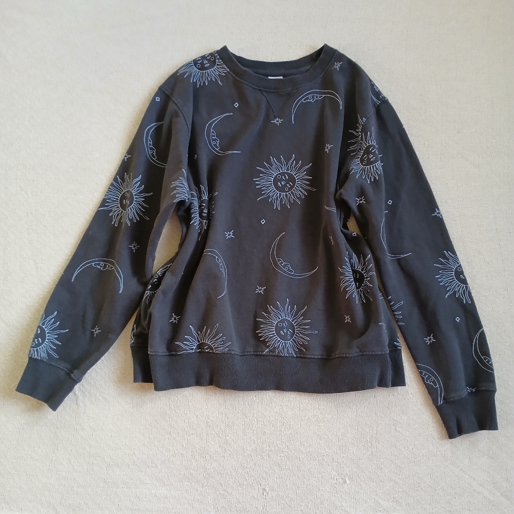 angel energy ♡ sun moon star celestial sweatshirt small witchy 90s whimsigoth